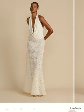 Ivory Halter Maxi Dress with Drape Neck